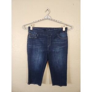 Chico's Slim Leg Capri‎ Pull On Denim Cropped Jeans Dark Wash Women's 16R